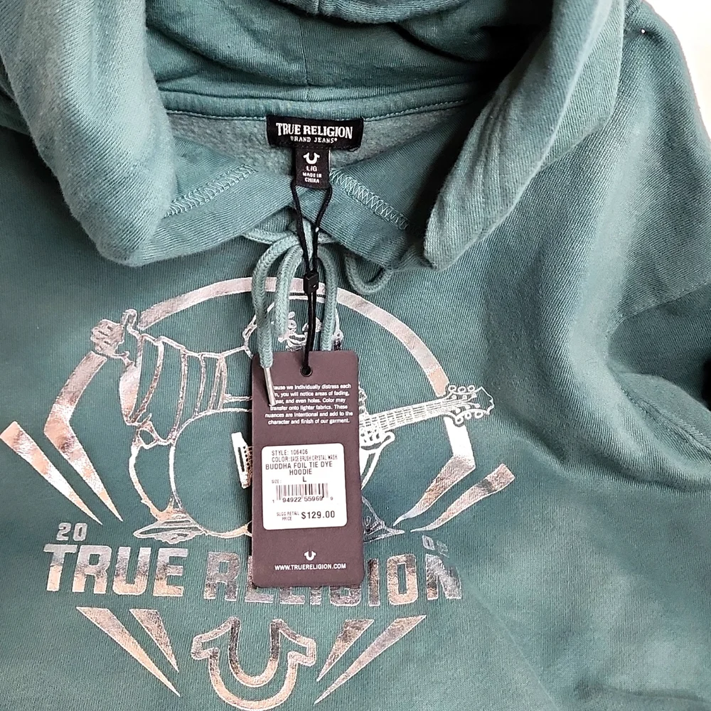 TRUE RELIGION GREEN SWEATSHIRT EITH SILVER LOGO, UNISEX